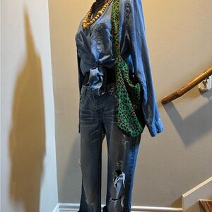 Green Leopard Print Shoulder Bag